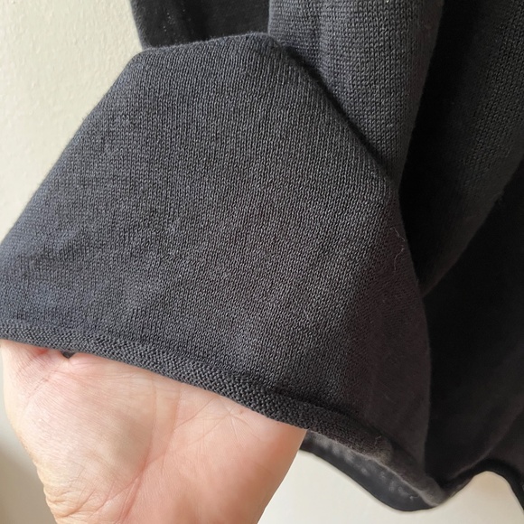 EILEEN FISHER Sz 2X Black Short Sleeve Organic Linen Cotton Boxy Blouse Pocket - Picture 6 of 10